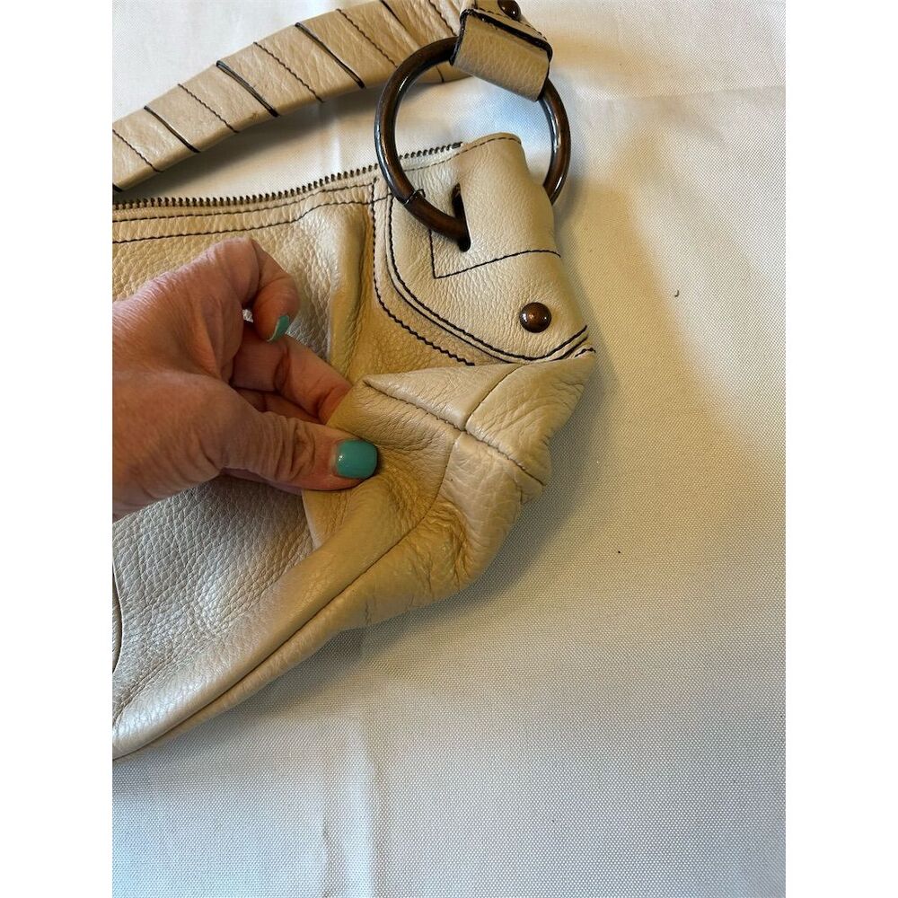 Franco Sarto Women's White Studded Floral Leather Shoulder Bag - Picture 9 of 14